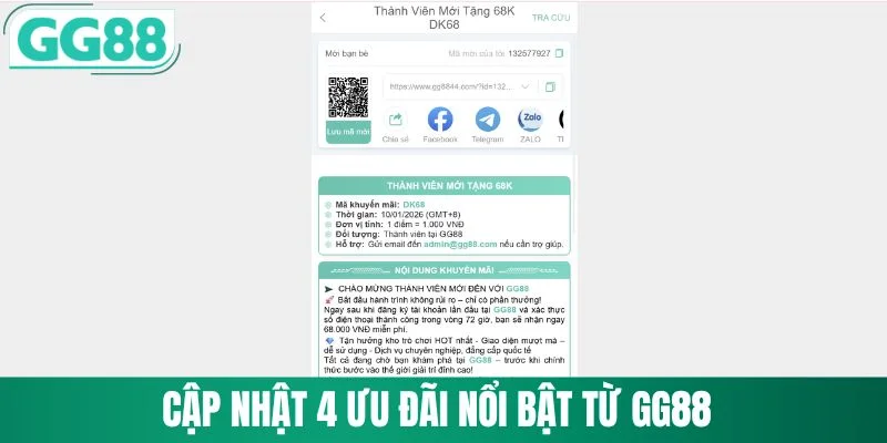 Khuyến Mãi GG88 3 Cập nhật 4 ưu đãi nổi bật từ GG88