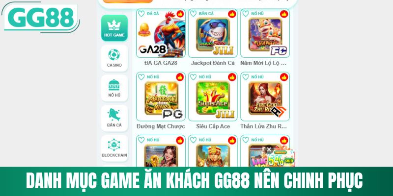 Giới Thiệu GG88 3 Danh mục game ăn khách người chơi phải chinh phục