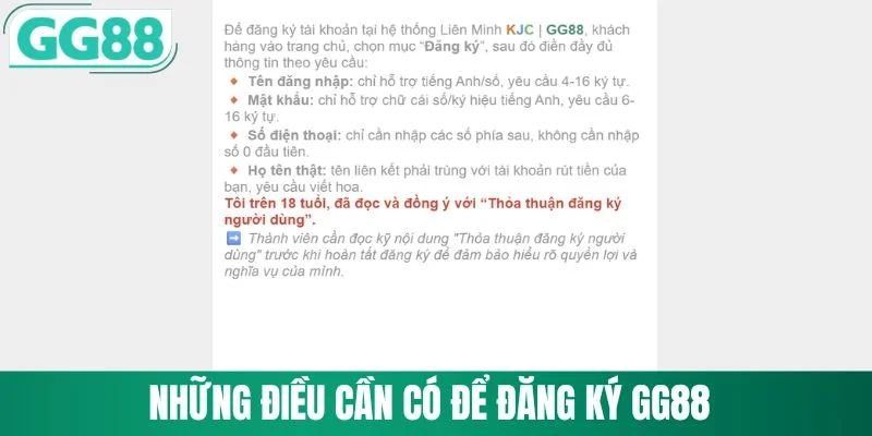 Đăng Ký GG88 2 Những điều cần có để đăng ký GG88
