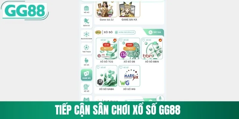 Xổ Số GG88 1 Tiếp cận sân chơi xổ số GG88